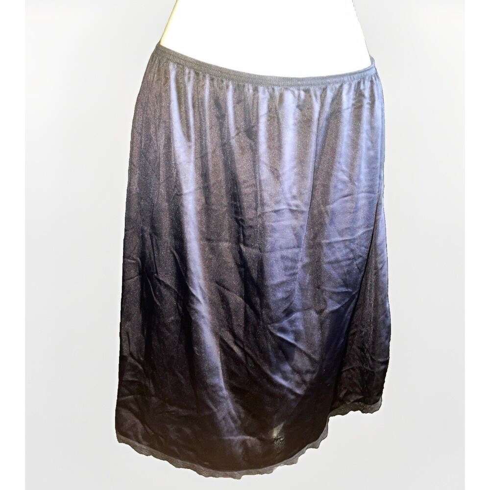 Vassarette Women’s Black Satin Nylon Half Slip, Size L, Solid, 1 Pack, Mild